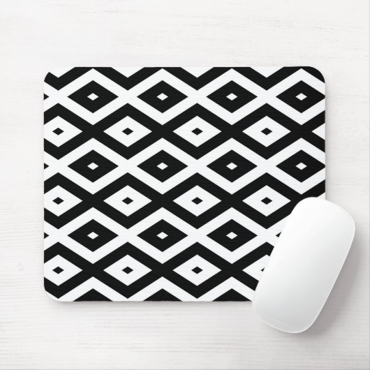 Zwart-wit diamantpatroon muismat (Met muis)
