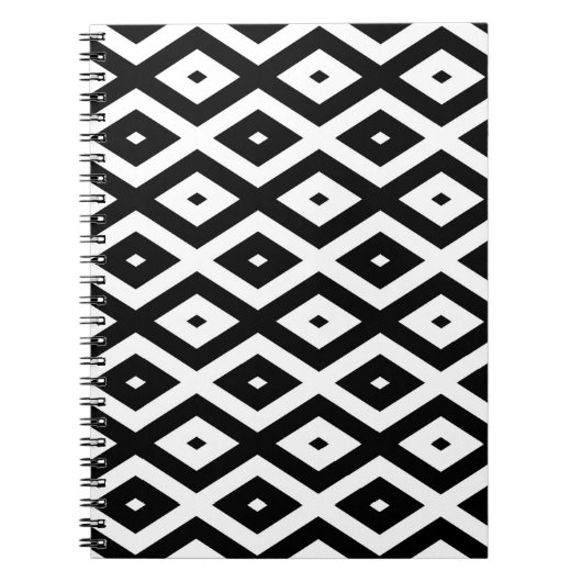 Zwart-wit diamantpatroon notitieboek (Voorkant)