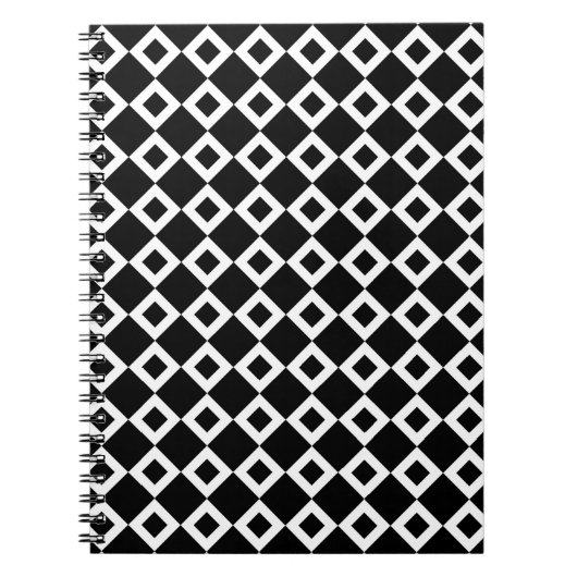 Zwart-wit diamantpatroon notitieboek (Voorkant)