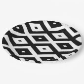 Zwart-wit diamantpatroon papieren bordje (Gekanteld)