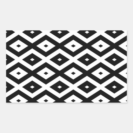 Zwart-wit diamantpatroon rechthoekige sticker (Voorkant)