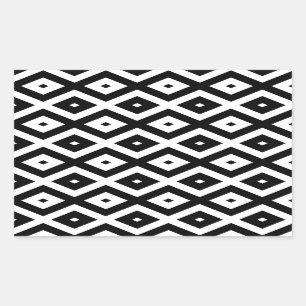 Zwart-wit diamantpatroon rechthoekige sticker