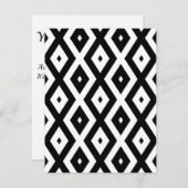 Zwart-wit diamantpatroon RSVP kaartje (Voorkant / Achterkant)