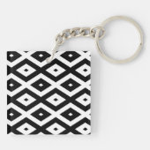 Zwart-wit diamantpatroon sleutelhanger (Achterkant)