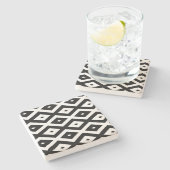 Zwart-wit diamantpatroon stenen onderzetter (Zijkant)