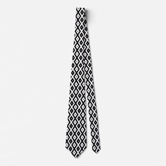 Zwart-wit diamantpatroon stropdas (Voorkant)