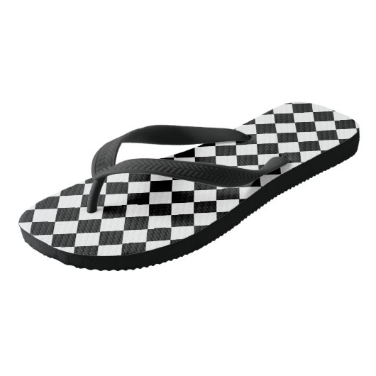 Zwart-wit diamantpatroon Teenslippers (Schuin)