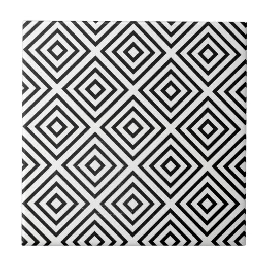 Zwart-wit diamantpatroon tegeltje (Voorkant)