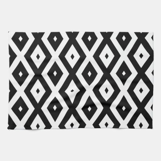 Zwart-wit diamantpatroon theedoek (Horizontaal)