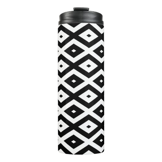 Zwart-wit diamantpatroon thermosbeker (Voorkant)