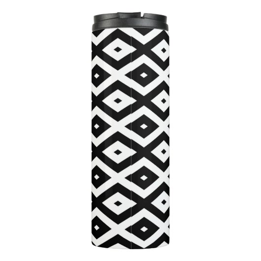 Zwart-wit diamantpatroon thermosbeker (Achterkant)