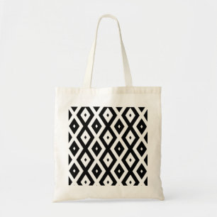 Zwart-wit diamantpatroon tote bag