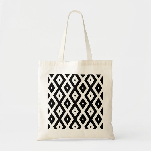 Zwart-wit diamantpatroon tote bag (Voorkant)