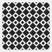 Zwart-wit diamantpatroon vierkante sticker (Voorkant)