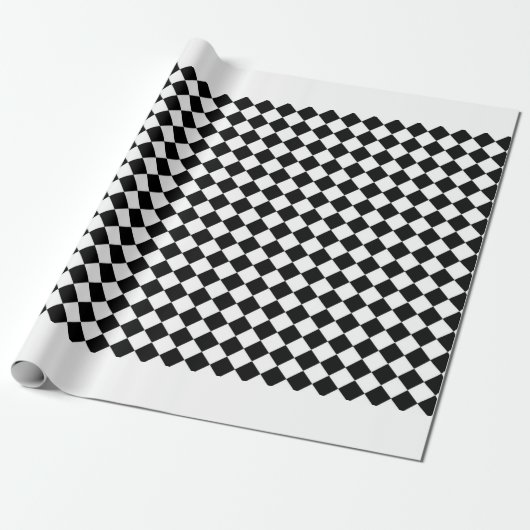 Zwart Wit Diamantruit Cadeaupapier (Uitgerold)