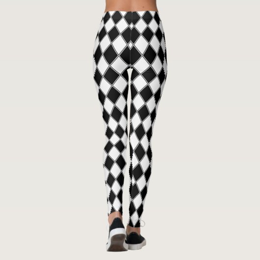 Zwart-wit Diamond Argyle Patroon Leggings (Achterkant)