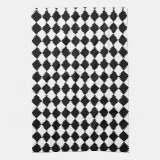 Zwart-wit Diamond Argyle Patroon Theedoek (Verticaal)