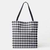 Zwart-wit Diamond Argyle Patroon Tote Bag (Achterkant)