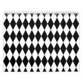 Zwart-wit Diamond Harlequin Pattern Kalender (Hoes)