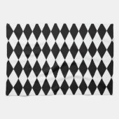 Zwart-wit Diamond Harlequin Pattern Theedoek (Horizontaal)