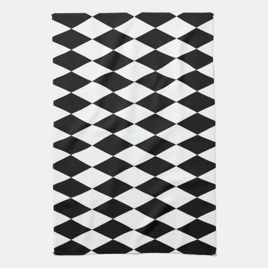 Zwart-wit Diamond Harlequin Pattern Theedoek (Verticaal)