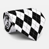 Zwart-wit Diamond Modern Retro Stropdas (Opgerold)