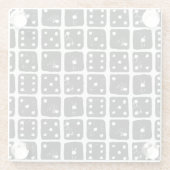 Zwart-wit Dice 1-6 Rustic Linocut Glazen Onderzetter (Achterkant)