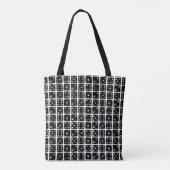 Zwart-wit Dice 1-6 Rustic Linocut Tote Bag (Achterkant)