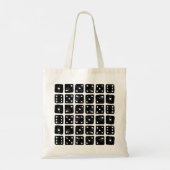 Zwart-wit Dice 1-6 Rustic Linocut Tote Bag (Achterkant)