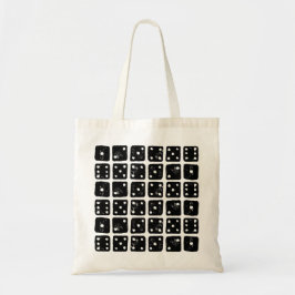 Zwart-wit Dice 1-6 Rustic Linocut Tote Bag