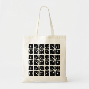 Zwart-wit Dice 1-6 Rustic Linocut Tote Bag