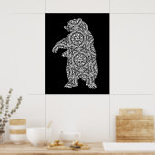 Zwart-Wit Dier Beer Geometrische Kleur Kunst Poster (Keuken)