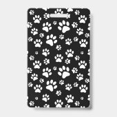 Zwart & Wit Dierenpootafdruk Monogram Badge (Achterkant)