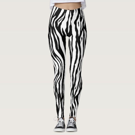 zwart wit Dierenprint dames leggings (Voorkant)