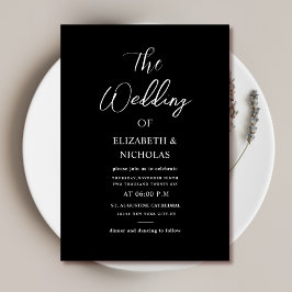 Zwart-wit digitale huwelijksuitnodiging sjabloon kaart