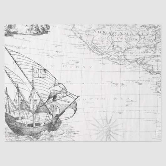 Zwart-wit Digitale Kaart Reeks Ontwerp 10 Tissuepapier (Voorkant)