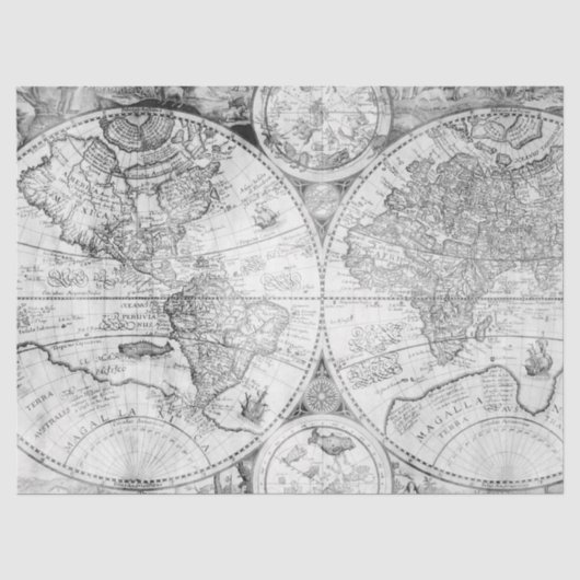 Zwart-wit Digitale Kaart Serie Ontwerp 5 Tissuepapier (Voorkant)