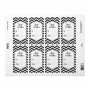 Zwart & Wit Dikke Chevron Huwelijksstickerlabels Etiket