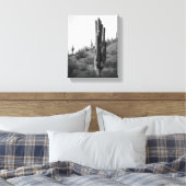 Zwart & Wit Dikke Saguaro Cactus 8x10 Canvas Afdruk (Insitu (Slaapkamer))