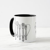 Zwart-wit Dinnerware Art Coffee Mok (Voorkant links)