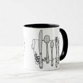 Zwart-wit Dinnerware Art Coffee Mok (Voorkant rechts)