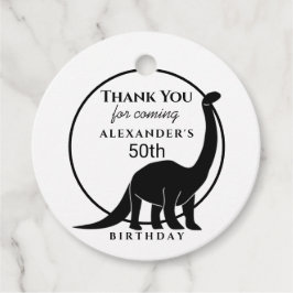 Zwart-Wit Dinosaurus 50e Verjaardag Bedankt Bedankjes Labels