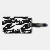 Zwart-wit dinosauruspatroon bagagelabel (Achterkant horizontaal)