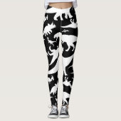 Zwart-wit dinosauruspatroon leggings (Voorkant)
