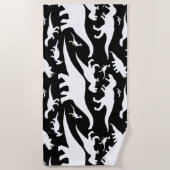Zwart-wit dinosauruspatroon strandlaken (Voorkant)