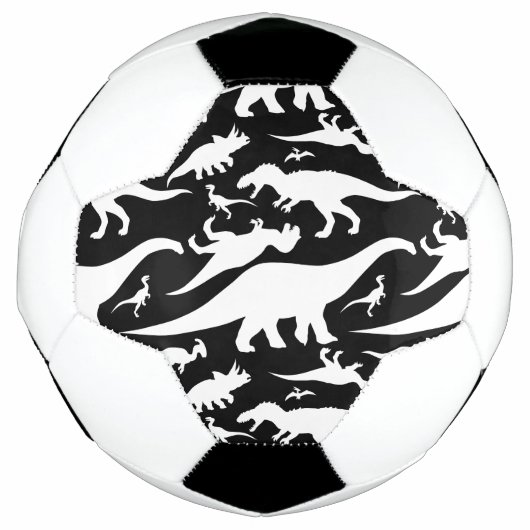 Zwart-wit dinosauruspatroon voetbal (Voorkant)