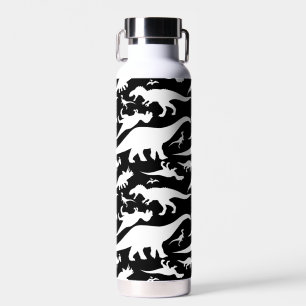 Zwart-wit dinosauruspatroon waterfles