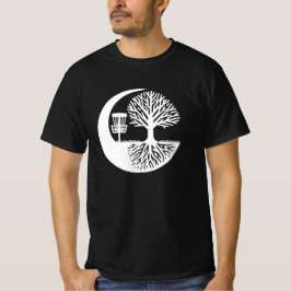 Zwart-wit Disc Golf en boomwortels T-shirt