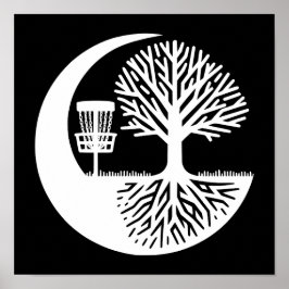 Zwart-wit discgolf-silhouet poster