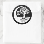 Zwart-wit discgolf-silhouet  ronde sticker (Tas)